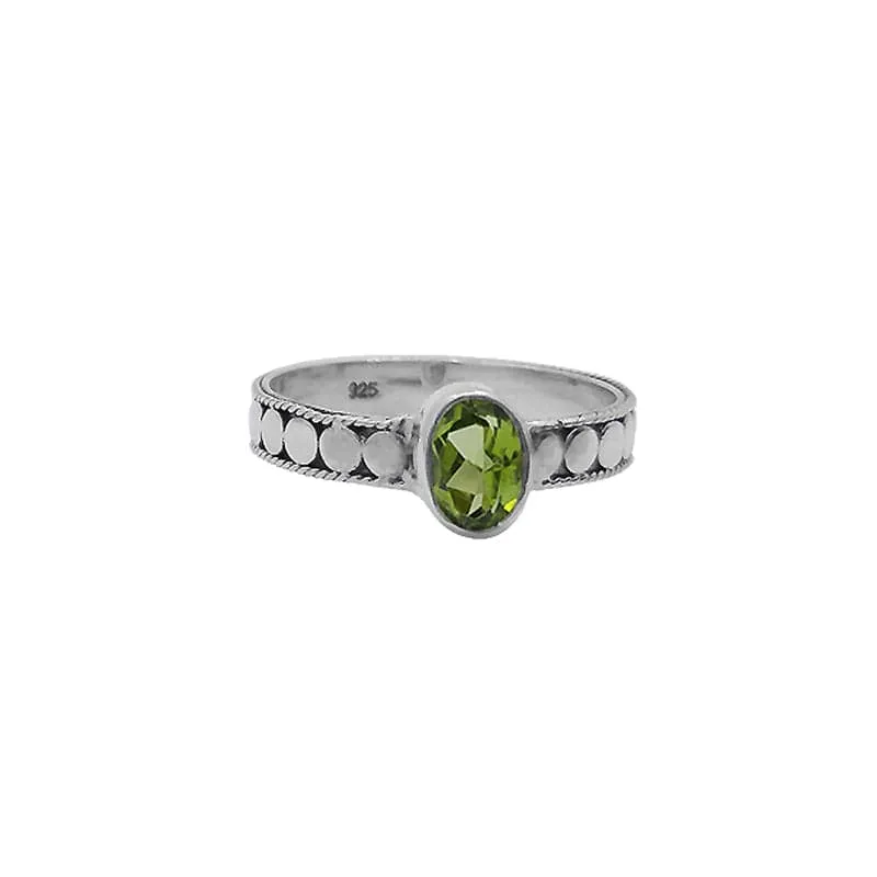 Sterling Silver Dot Band with Peridot