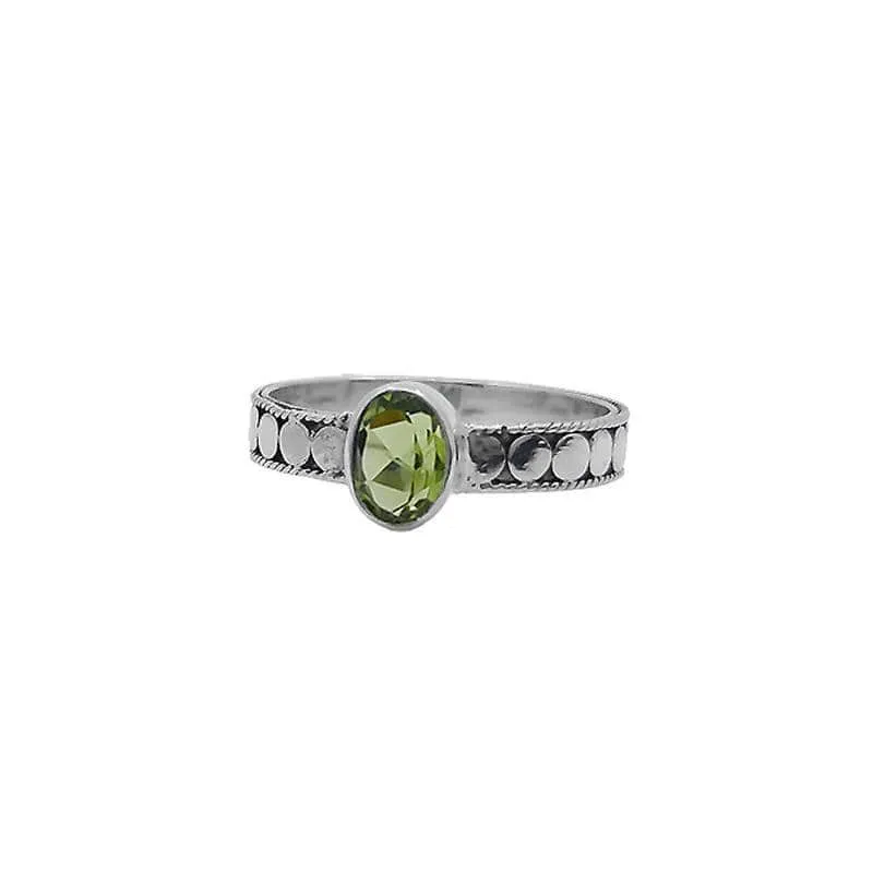 Sterling Silver Dot Band with Peridot