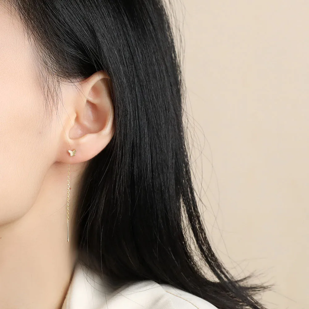 Tiny Butterfly Threader Earrings