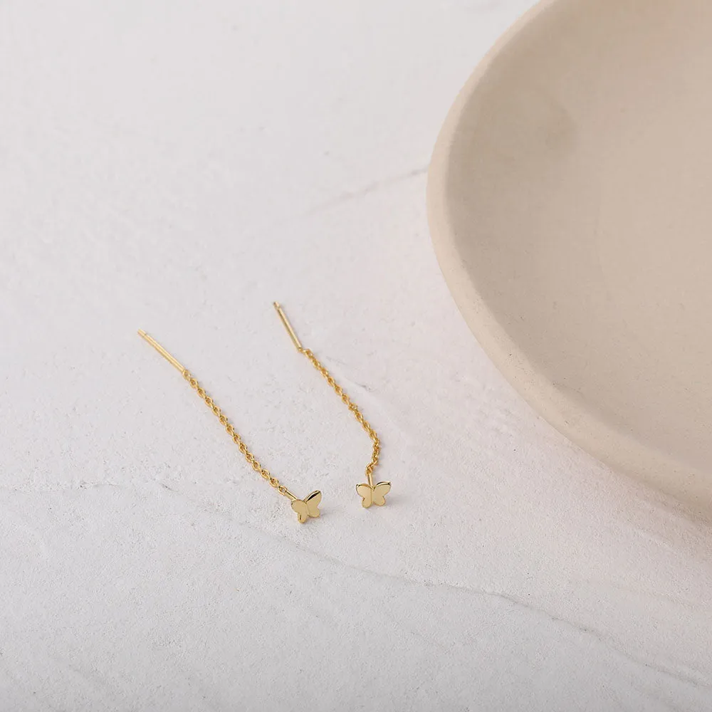 Tiny Butterfly Threader Earrings