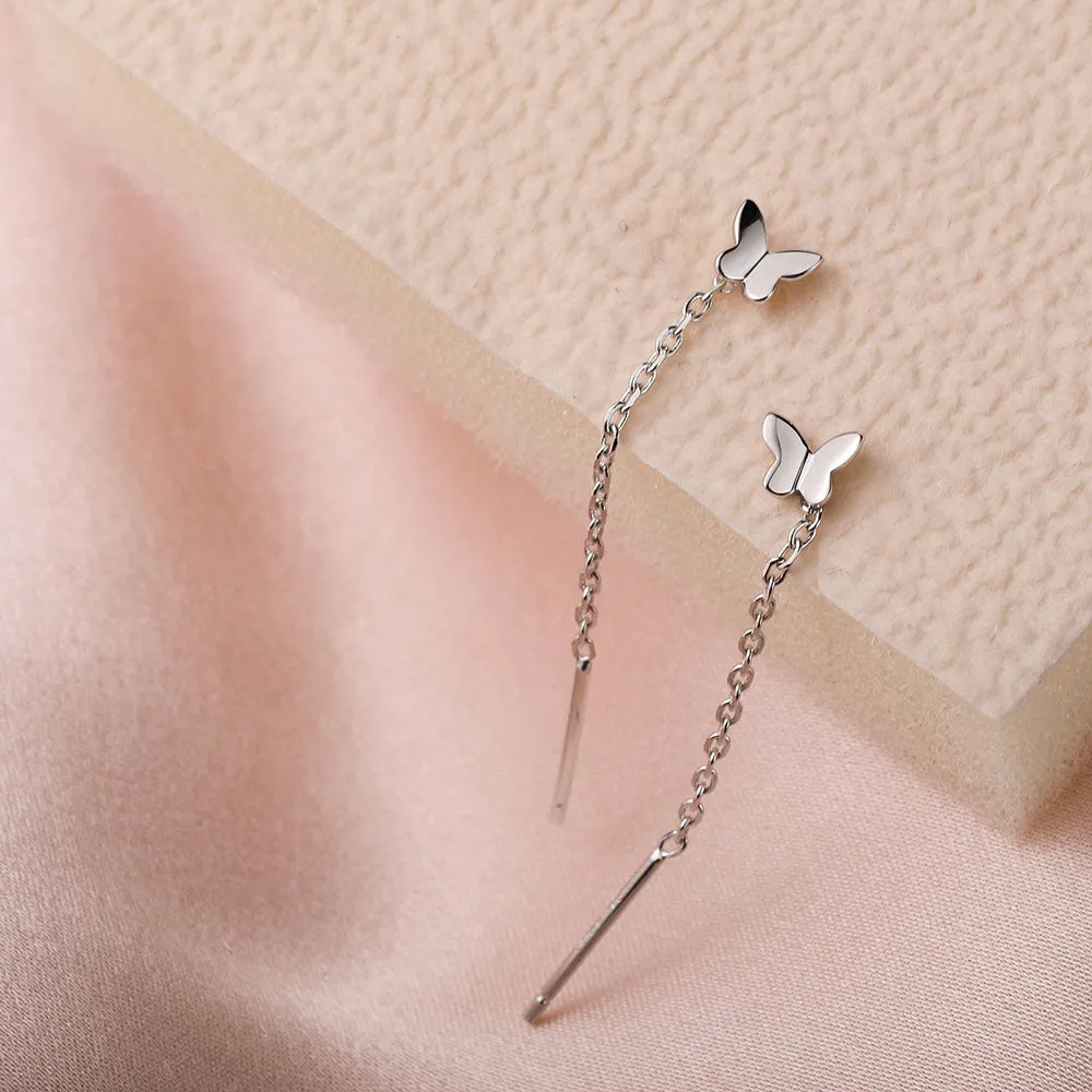 Tiny Butterfly Threader Earrings