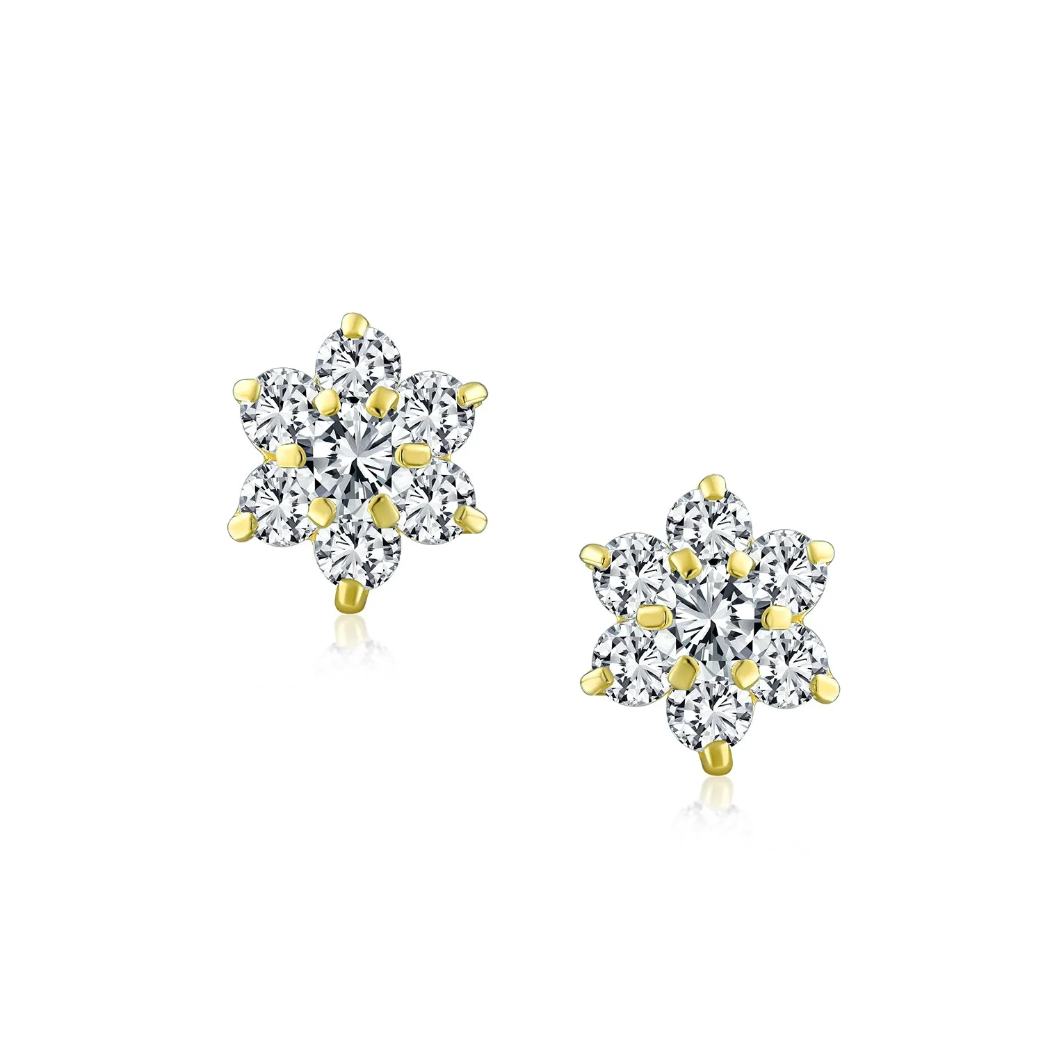 Tiny Delicate CZ Stud Earrings 14K Gold Screwback Simulated Gemstone Birthstone