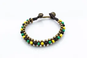 Triple Brass Beads Bracelet with Multi Color Beads