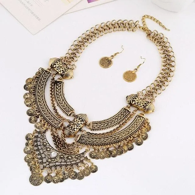 Vintage Bohemian Ethnic Maxi Statement Necklace